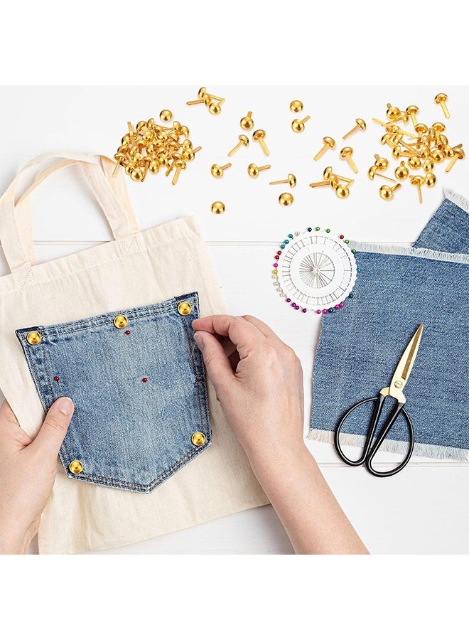 YJ 100pcs Paper Fasteners Brads, 15* 8 mm Split Pins Round Metal Art Fasteners Brass Decorative Pins, Gold - Image 4