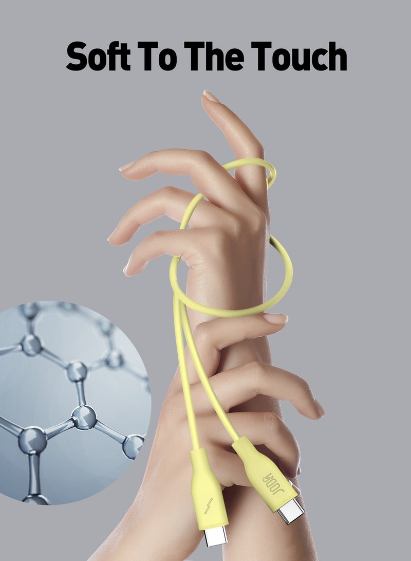 جودا كابل سليب سي - 60W سيليكون 1 متر - أصفر ، متين وأنيق، مثالي للاستخدام اليومي، يُستخدم لشحن الهواتف الذكية، اللابتوبات، والأجهزة اللوحية بسرعة عالية ⚡. مع تصميم عملي وأنيق، يمكن لهذا الكابل أن يتحمل ما يصل إلى 30,000 طية دون تلف 🔄. - Image 5