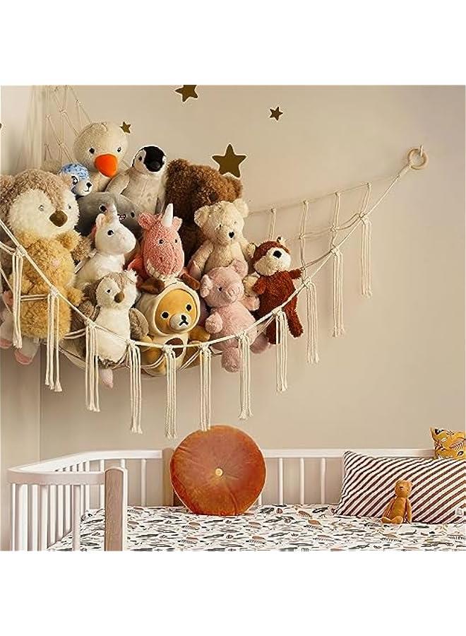 Stuffed Animal Storage Hammock or Net Corner - Large Toy Hammock Net for Stuffed Animals Room Decor - Cute Stuff Animal Organizer Plush Holder - Kids Baby Nursery Essentials Wall Bedroom Home Decor - Image 3