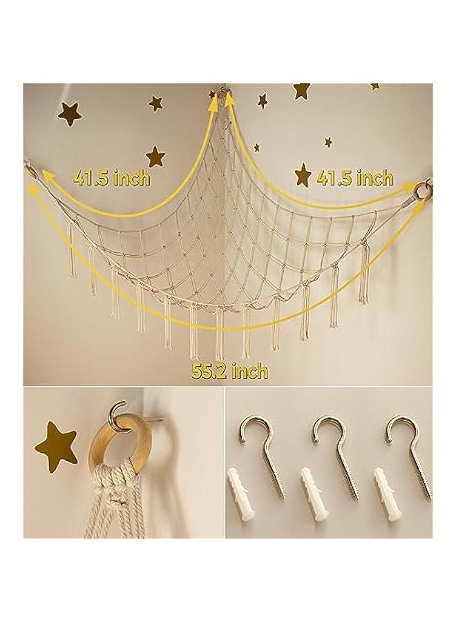 Stuffed Animal Storage Hammock or Net Corner - Large Toy Hammock Net for Stuffed Animals Room Decor - Cute Stuff Animal Organizer Plush Holder - Kids Baby Nursery Essentials Wall Bedroom Home Decor - Image 5