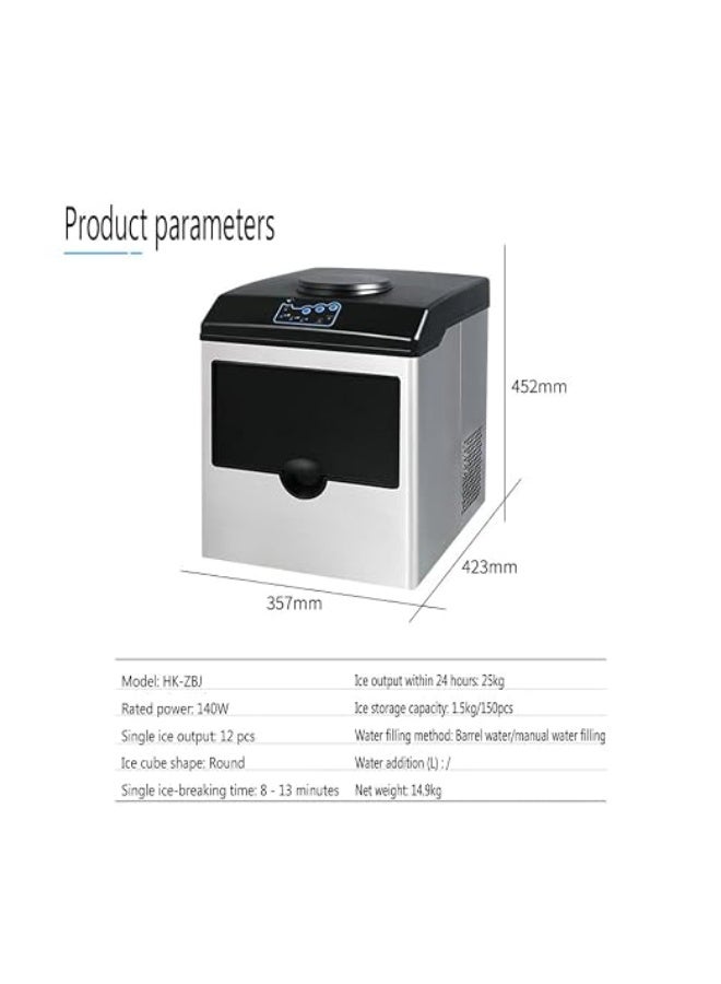 Cool Baby Style Countertop Ice Maker Machine, 25kg/24hrs, Round Ice Cubes, 3 Size Selection, Dual Water Inlet, 140W - Image 5