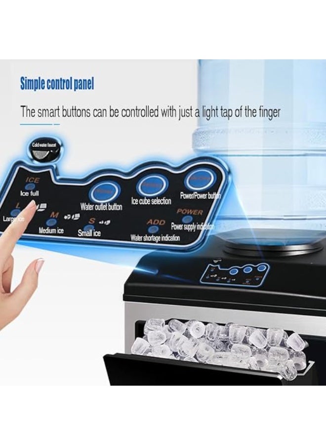 Cool Baby Style Countertop Ice Maker Machine, 25kg/24hrs, Round Ice Cubes, 3 Size Selection, Dual Water Inlet, 140W - Image 2