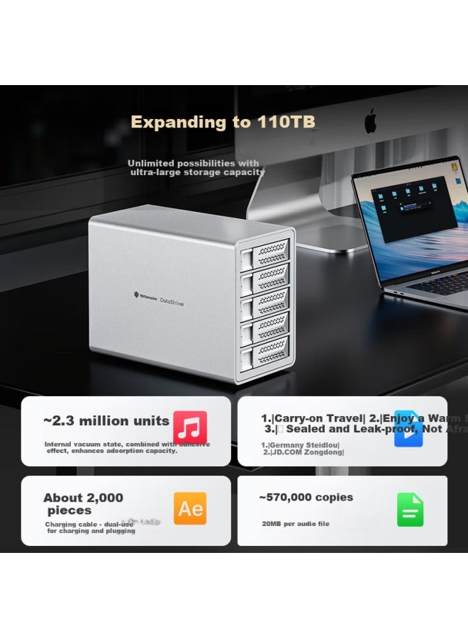 Yottamaster Hard Drive Enclosure, 10gbps Hard Drive Bay, 150w High-power Power Compatible With 2.5/3.5-inch Sata Serial Mechanical And Solid State Drives, Suitable For Desktop Computers - Image 2