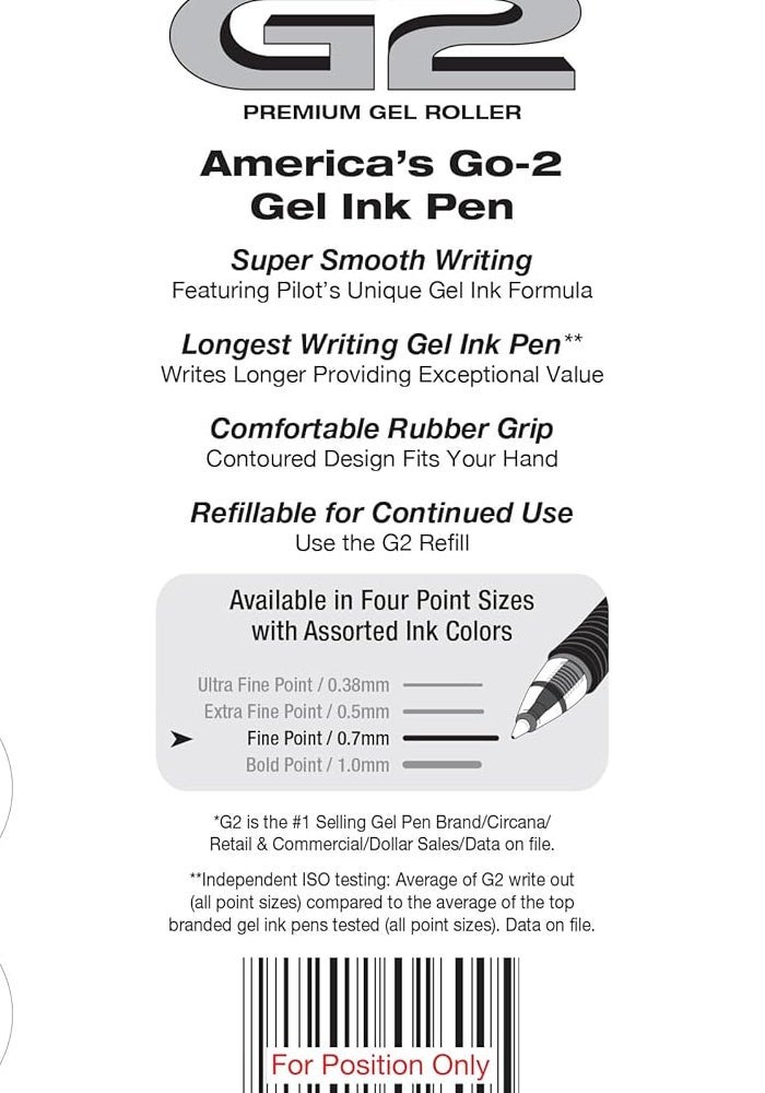 Pilot G2 Retractable Premium Gel Ink Roller Ball Pens, Fine Point, 5-Pack, Black Ink - Image 2
