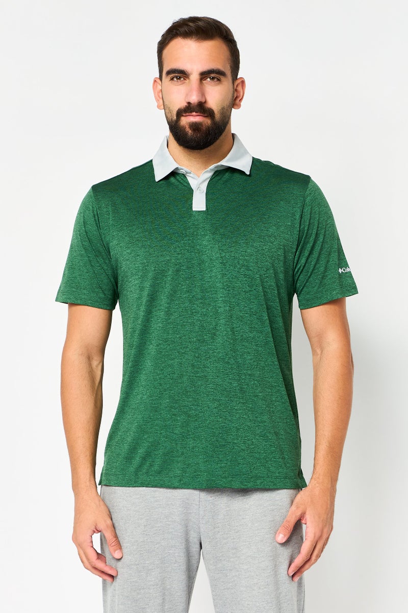 Columbia Men Sportwear Fit Brand Logo Short Sleeve Golf Polo Shirt, Green - Image 1