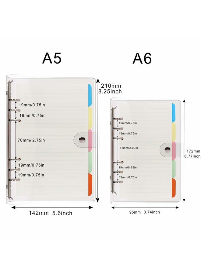 Toplive 6 Ring Binder Cover, Transparent PVC A6 Planner Binder Notebook Cover Refillable Loose Leaf Round Ring Personal Journal with Insert 45 Sheets Paper and Dividers - Image 2