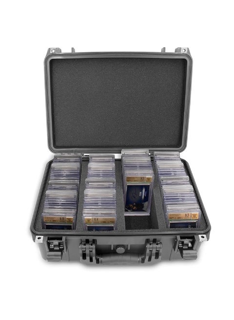CASEMATIX Graded Card Case Pro Edition Compatible with 120+ BGS PSA Graded Sports Trading Cards, Waterproof Graded Slab Trading Card Box with Precision Cut Graded Card Storage Box Foam Dividers