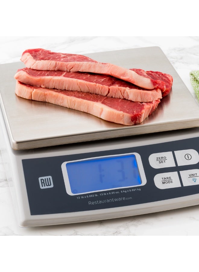 Restaurantware Met Lux 13 Pound Portion Control Scale, 1 Digital Food Scale - 4 Weighing Units, LCD Display, Stainless Steel Kitchen Scale, For Cooking and Baking, Compact Design  - Image 3