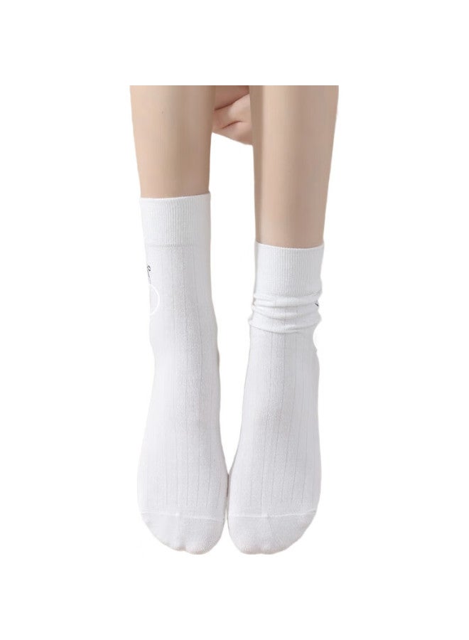 MIIOW 5 Pairs Of Ballet-Style Women'S Socks, Butterfly Bow Embroidery Mid-Calf Socks, Summer Cotton Socks, Slouchy Long Socks - Image 1