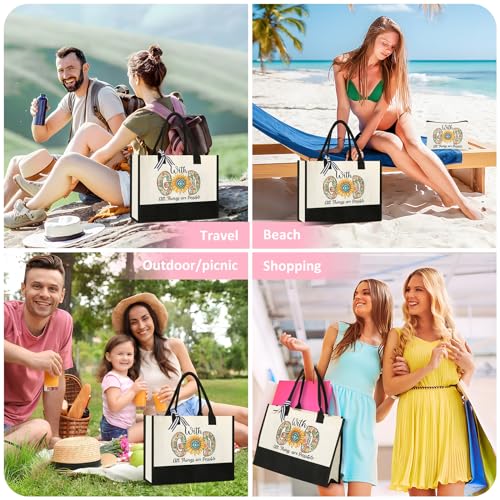 Tecanne Christian Gifts for Women, Her, Mom, Wife, Girlfriend, Sisters, Best Friends - Canvas Tote Bag with Makeup Bag, Inspirational, Religious, Spiritual, Birthday Christmas Gifts for Women - Image 4