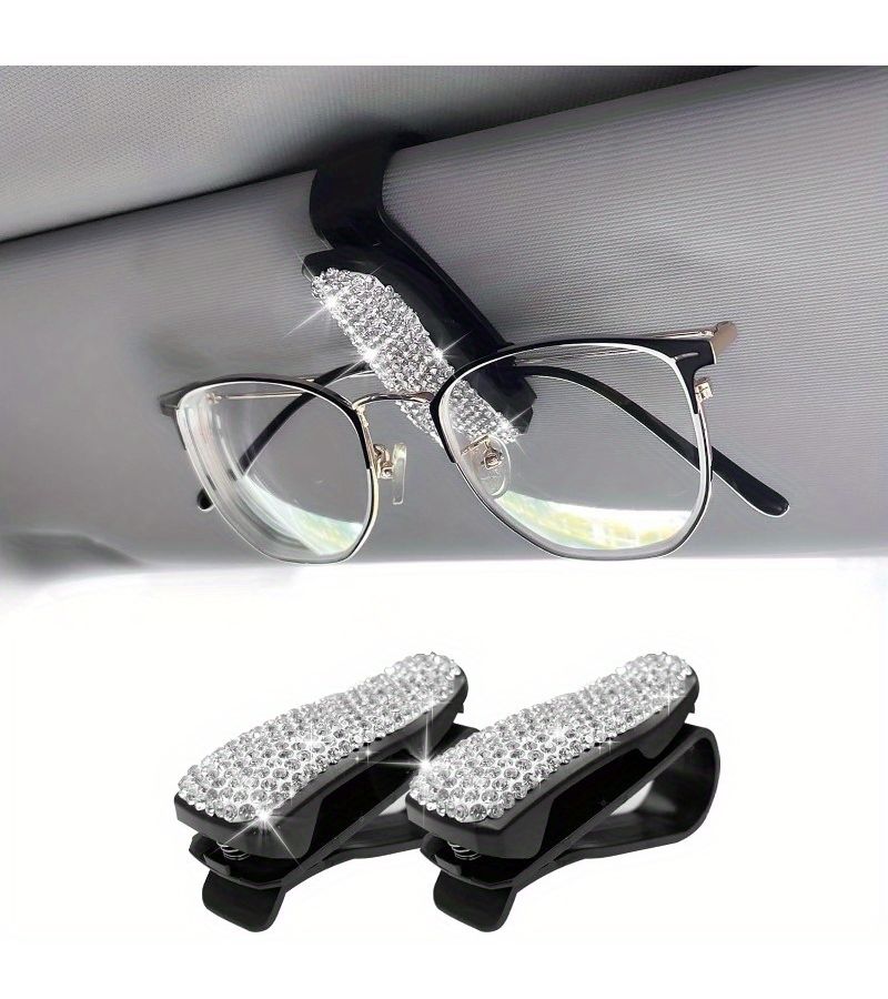 2 Pcs Car Sun Visor Glasses Holder Magnetic Leather Clip Pink Black For Truck Automotive Accessories - Image 4