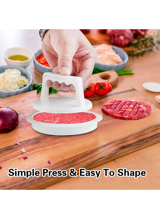 Non-Stick Burger Press Hamburger Patty Maker 2 Pack White - Round Stuffed Burger Mold Smashed Burger Press, Kitchen BBQ Grilling Gadget for Beef Sausage Meat Patty - Image 4