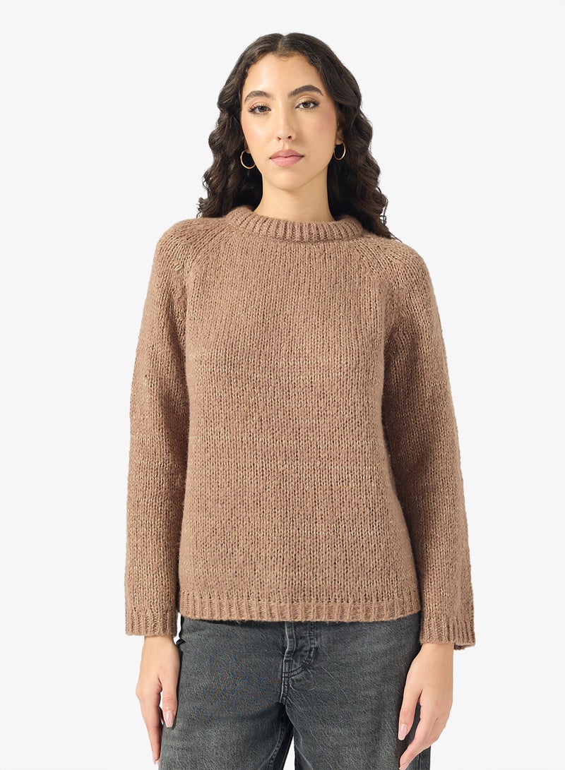 ONLY ONLSHINE long sleeve GLITTER Crew NECK BOW Knitted Sweater - Image 1