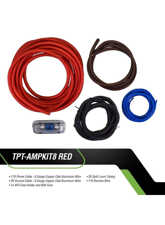 TIMPANO Amplifier Wiring Kit - 8 Gauge Amp Kit 1000 Watts Car Amplifier Installation CCA Cables Kit – 60 Amp Fuse Single Amp TPT-AMPKIT8 RED - Image 4
