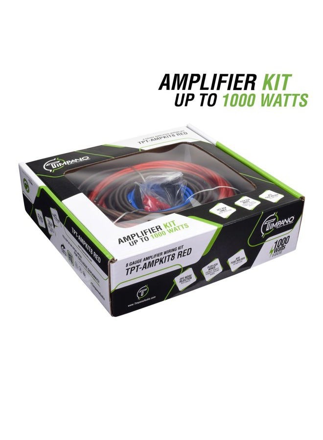 TIMPANO Amplifier Wiring Kit - 8 Gauge Amp Kit 1000 Watts Car Amplifier Installation CCA Cables Kit – 60 Amp Fuse Single Amp TPT-AMPKIT8 RED - Image 3