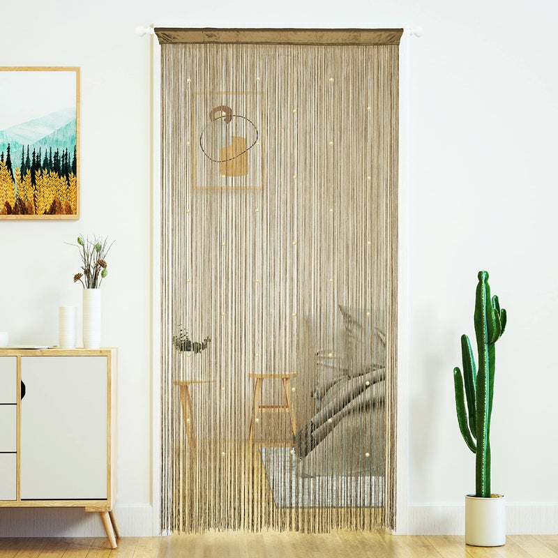 YaoYue Beaded Curtain Door String Curtains for Doorway Tassels Beads Hanging Fringe Hippie Room Divider Window Hallway Entrance Wall Closet Bedroom Privacy Decor 3979in100200cm Light Coffee