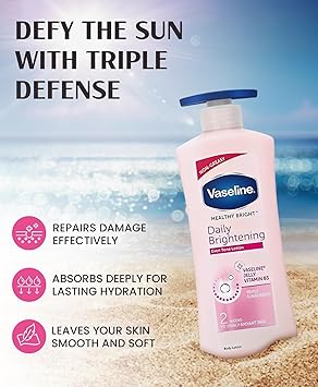 Vaseline فازلين هيلثي برايت مرطب يومي لتفتيح البشرة 600 مل لبشرة متألقة مع فيتامين ب3 لبشرة مشعة بشكل واضح في 2 أسبوع - Image 3