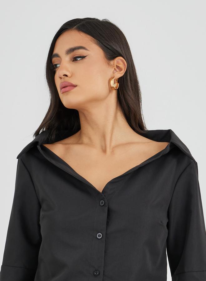 Styli Off Shoulder Button Down Shirt - Image 3