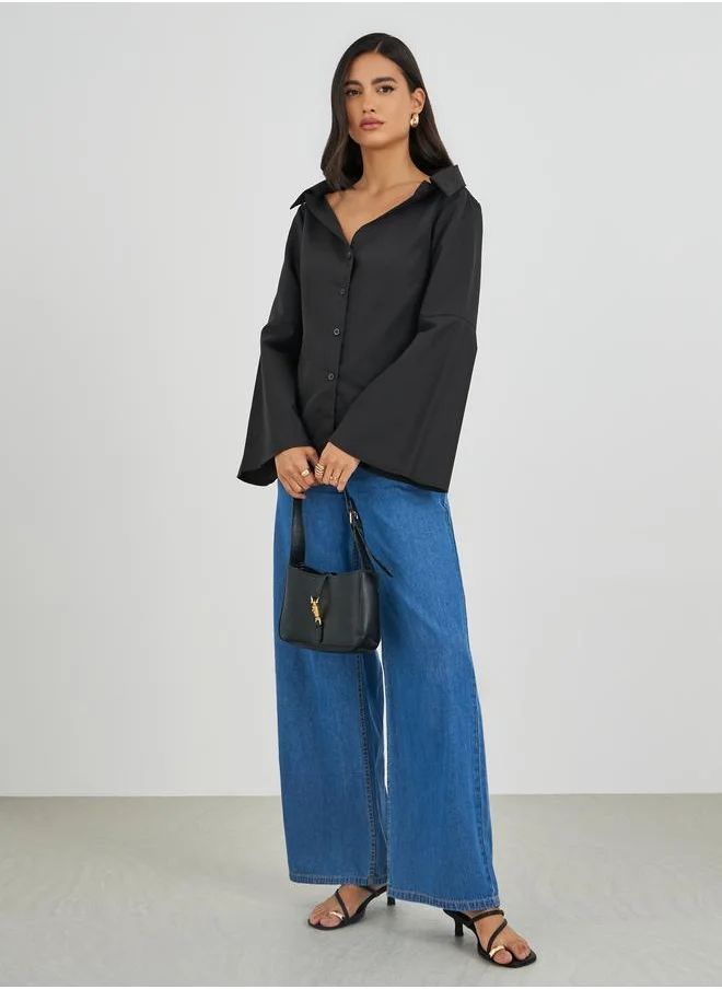 Styli Styli Off Shoulder Button Down Shirt