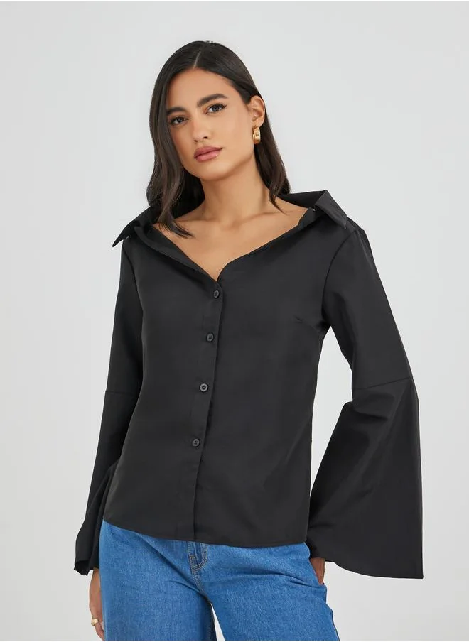 Styli Styli Off Shoulder Button Down Shirt