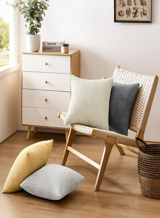 Softalker أغطية وسائد زينة من سوفت توكر، مقاس 18×18 بوصة، طقم من قطعتين من أغطية الوسائد المخملية الناعمة المخططة بنمط بوهيمي، ديكور منزلي عصري بنمط ريفي، هدايا مثالية لتدفئة المنزل، مناسبة للأريكة والسرير وغرفة المعيشة، لون كريمي - Image 5