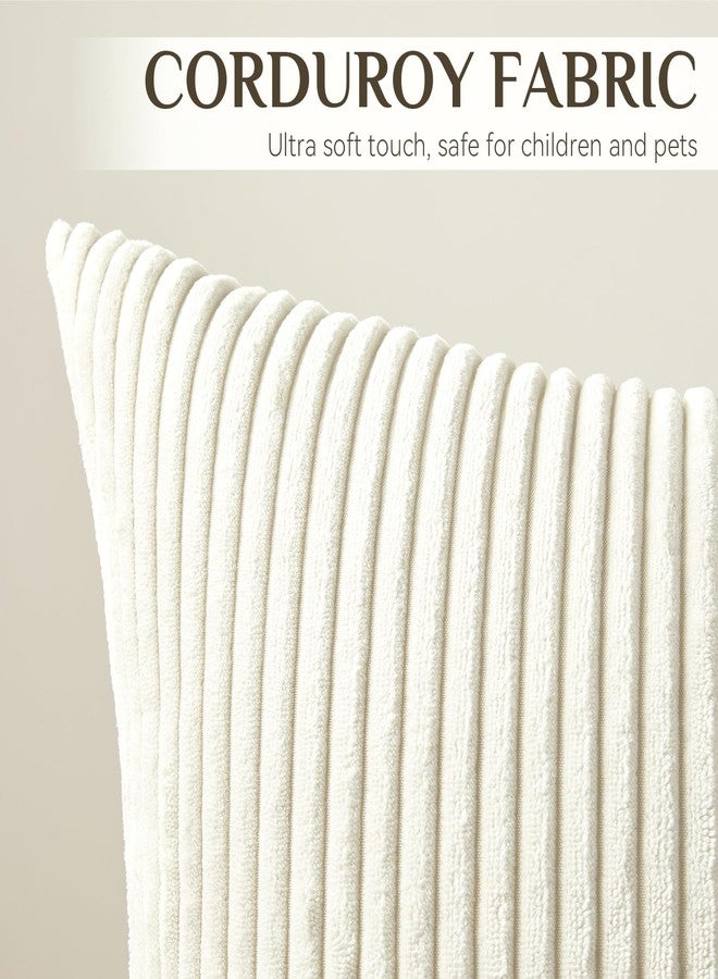 Softalker أغطية وسائد زينة من سوفت توكر، مقاس 18×18 بوصة، طقم من قطعتين من أغطية الوسائد المخملية الناعمة المخططة بنمط بوهيمي، ديكور منزلي عصري بنمط ريفي، هدايا مثالية لتدفئة المنزل، مناسبة للأريكة والسرير وغرفة المعيشة، لون كريمي - Image 2