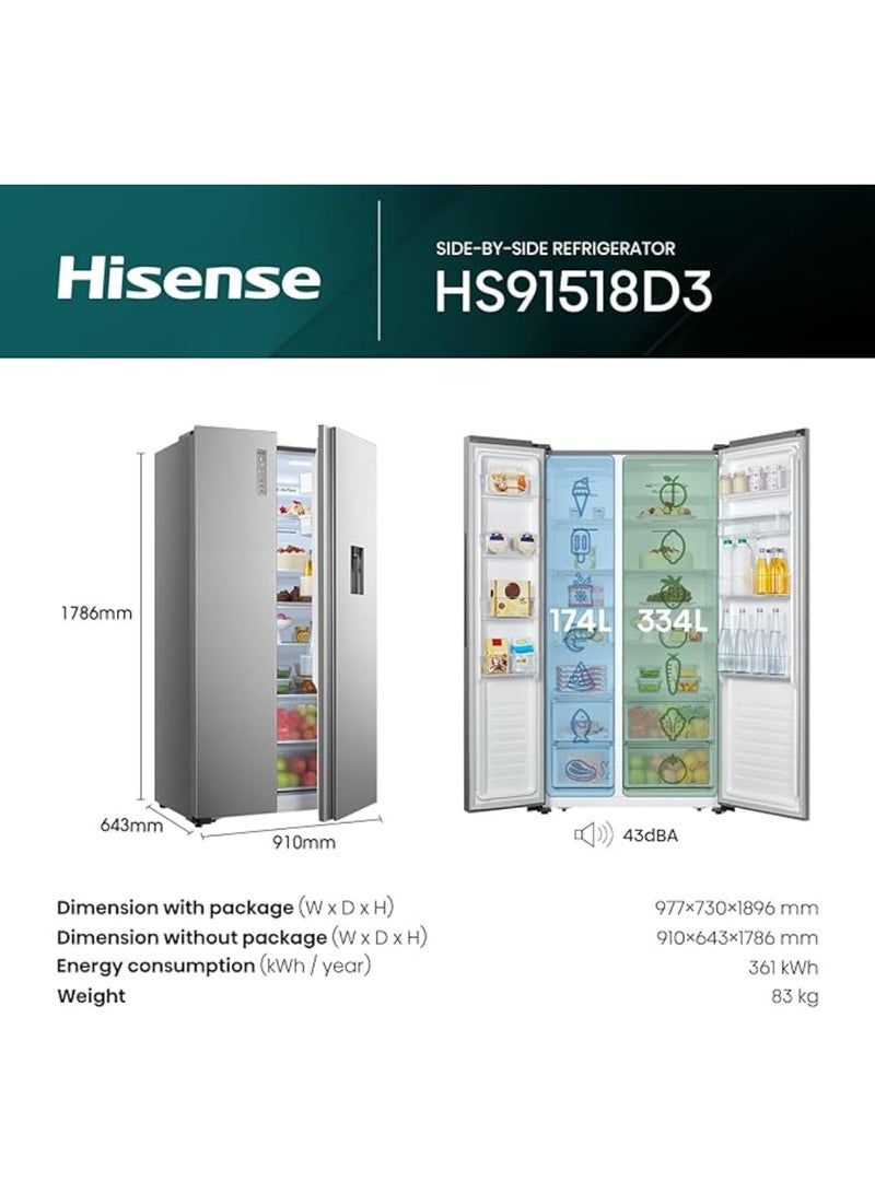 LG 519L Side by Side Refrigerator with No Frost, Inverter Compressor & Multi Air Flow 361 W GRFB587PQAM Silver - Image 2