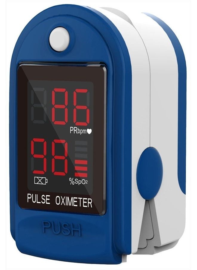 Clinical Guard - CMS-50DL SpO2 Pulse Oximeter Fingertip | Blood Oxygen Saturation Monitor with Heart Rate Tracker | Fingertip Pulse Oximeter with Batteries, Silicon Cover & Case, Lanyard | Blue - Image 1