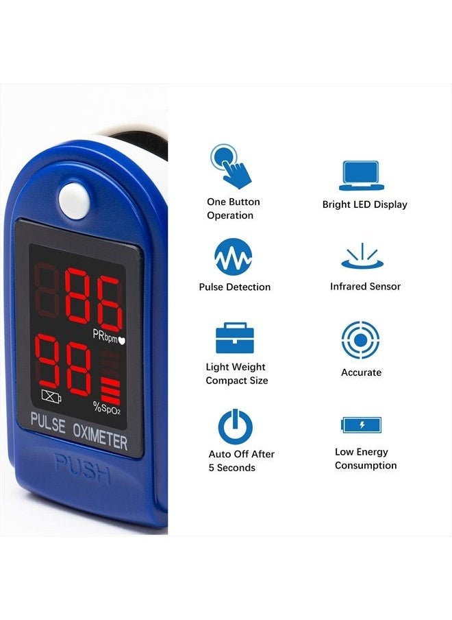 Clinical Guard - CMS-50DL SpO2 Pulse Oximeter Fingertip | Blood Oxygen Saturation Monitor with Heart Rate Tracker | Fingertip Pulse Oximeter with Batteries, Silicon Cover & Case, Lanyard | Blue - Image 1