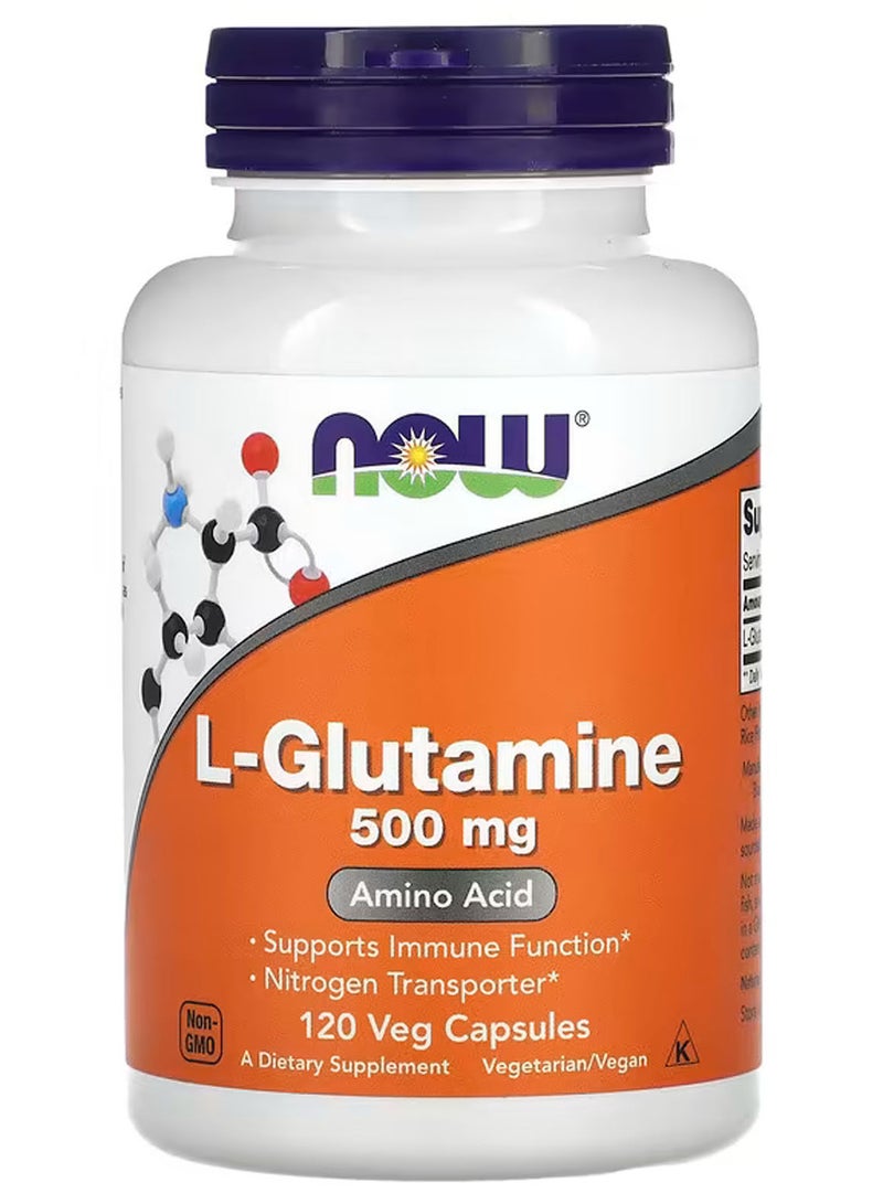 now L-Glutamine, 500 mg, 120 Veg Capsules - Image 1