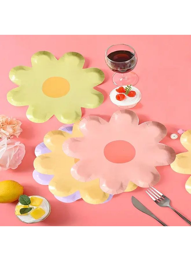 Disposable Pink Flower Plates for Birthday Wedding Picnic Party Supplies - Image 2
