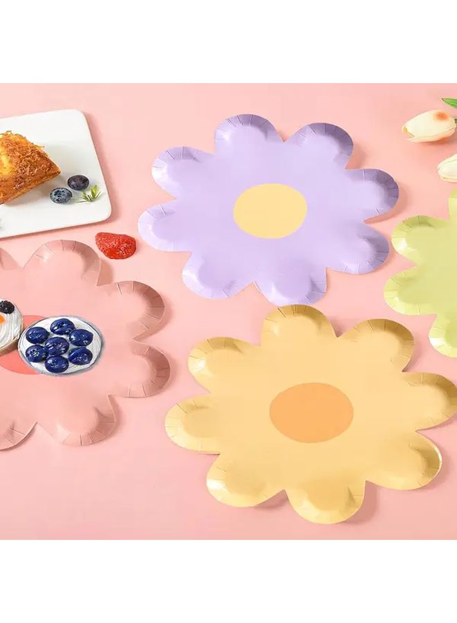 Disposable Pink Flower Plates for Birthday Wedding Picnic Party Supplies - Image 1