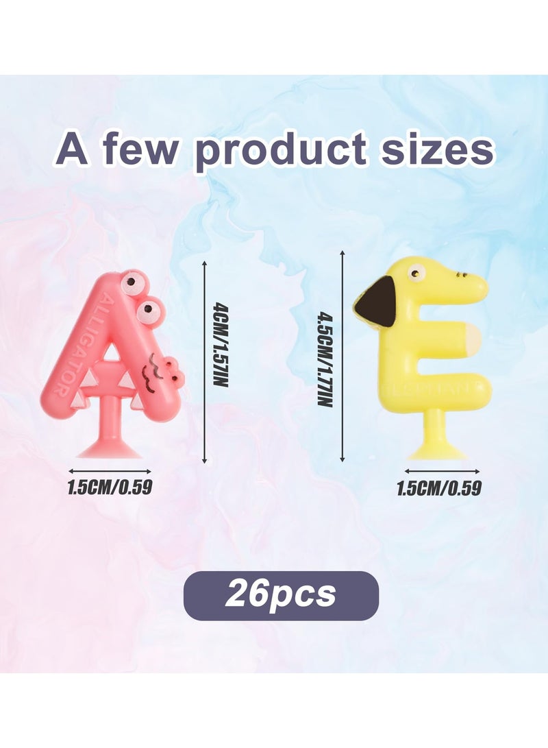 SOLARAE Suction Cup Letters Toys, Washable Alphabet Educational Toys Learning Spelling Games Educational Bath Toys Kids Interactive Toys Alphabet Learning Toys for Toddlers(Set of 26) - Image 2