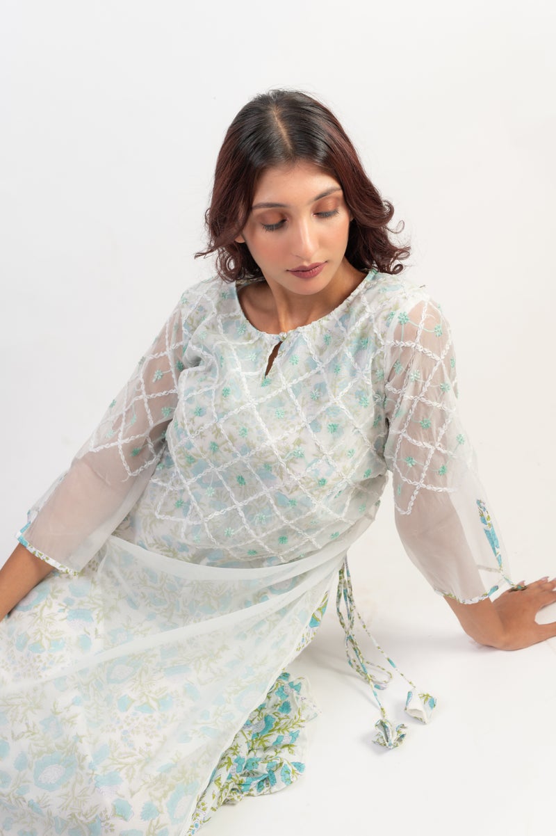 UNDYED Multi-Color Cotton Handblock Print Dress for Women - Image 4