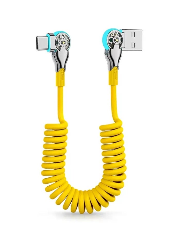 66W 6A Type C Super Fast Charging Rotating Spring Expansion Data Cable, Portable Stretch Charging Cable, Compatible with Android - Image 1