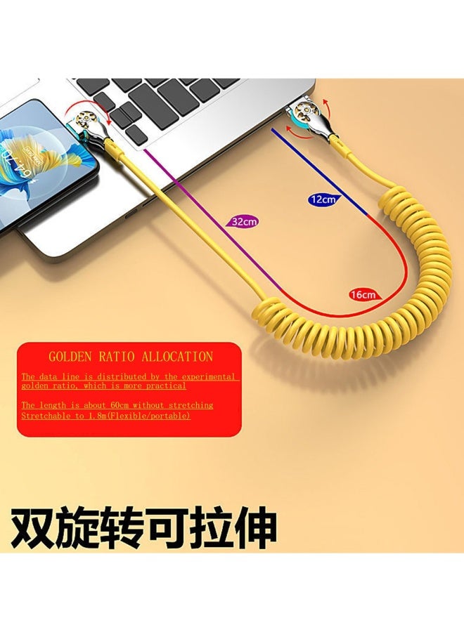 66W 6A Type C Super Fast Charging Rotating Spring Expansion Data Cable, Portable Stretch Charging Cable, Compatible with Android - Image 4