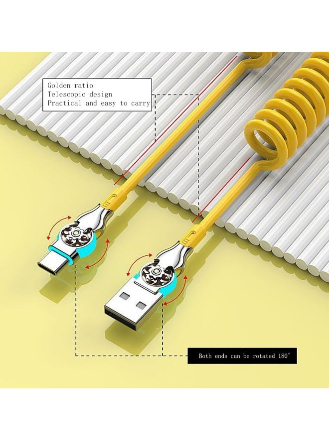 66W 6A Type C Super Fast Charging Rotating Spring Expansion Data Cable, Portable Stretch Charging Cable, Compatible with Android - Image 5