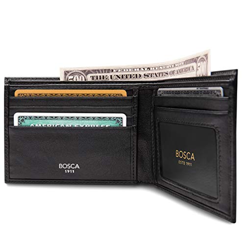 Bosca Men’s Leather Wallet, Nappa Vitello Executive I.D. Wallet For Men With 5 Card Slots, Black - Image 5