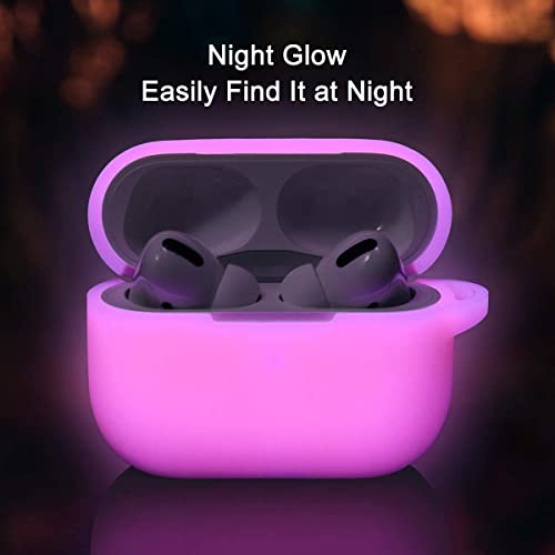 Lerobo Designed for AirPods Pro 2 Case Cover, Night Glow Full Protective Silicone Cover Compatible with Airpod Pro Case with Keychain,Front LED Visible,Nightglow Purple - Image 3
