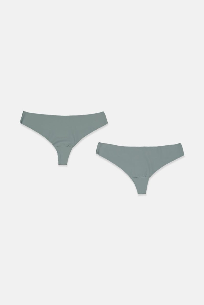 Tchibo Women 2 Pcs Magic Cut Thongs, Pistachio - Image 1