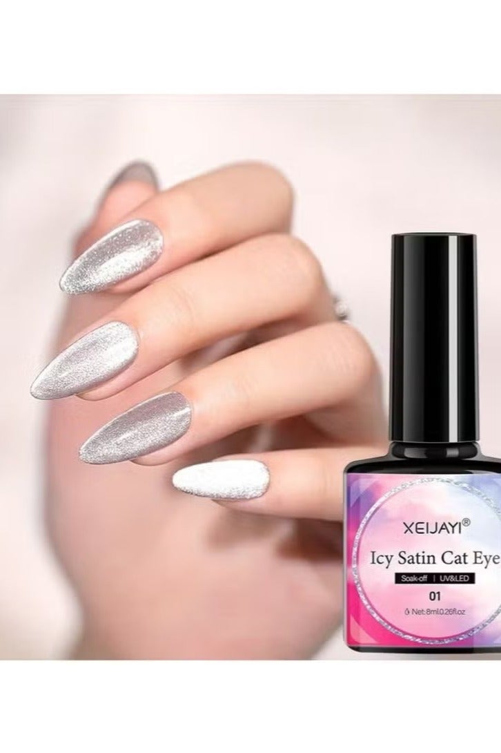 شايجاي 6 أجهزة الكمبيوتر الهولوغرافية جليتر Cat Eye Gel Nail Polish Kit، مع المغناطيس، قوس قزح الباستيل لون المغناطيسي الأظافر البولندية الجيل، للنساء البنات، غمر قبالة الأشعة فوق البنفسجية البولندية Kit، الفضة، الأحمر، الأسود، الأزرق، العارية - Image 4