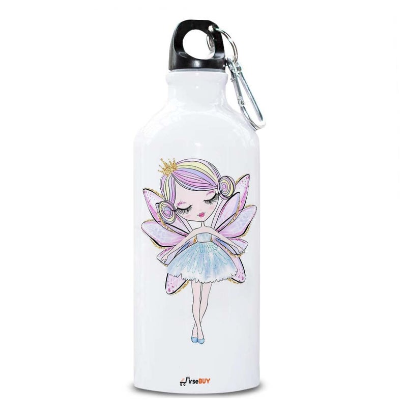 FirseBUY Water Bottle 600ml Cute Angel Printed Aluminium BPA Free EcoFriendly Bottle Gift for Girls White - Image 1