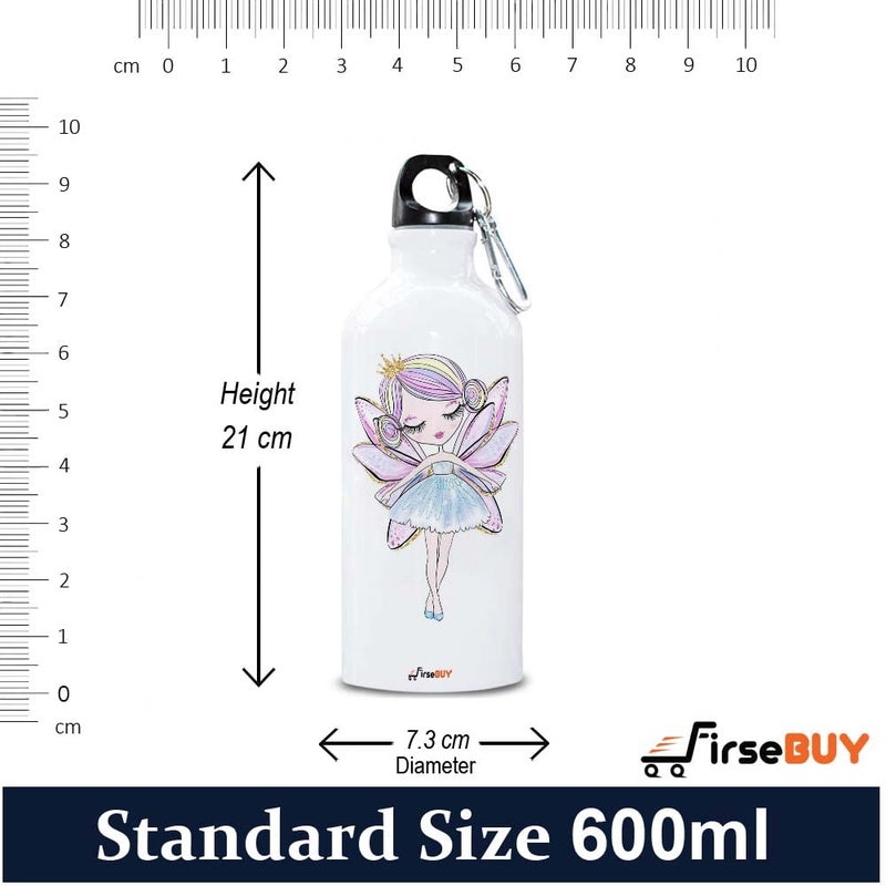 FirseBUY Water Bottle 600ml Cute Angel Printed Aluminium BPA Free EcoFriendly Bottle Gift for Girls White - Image 4