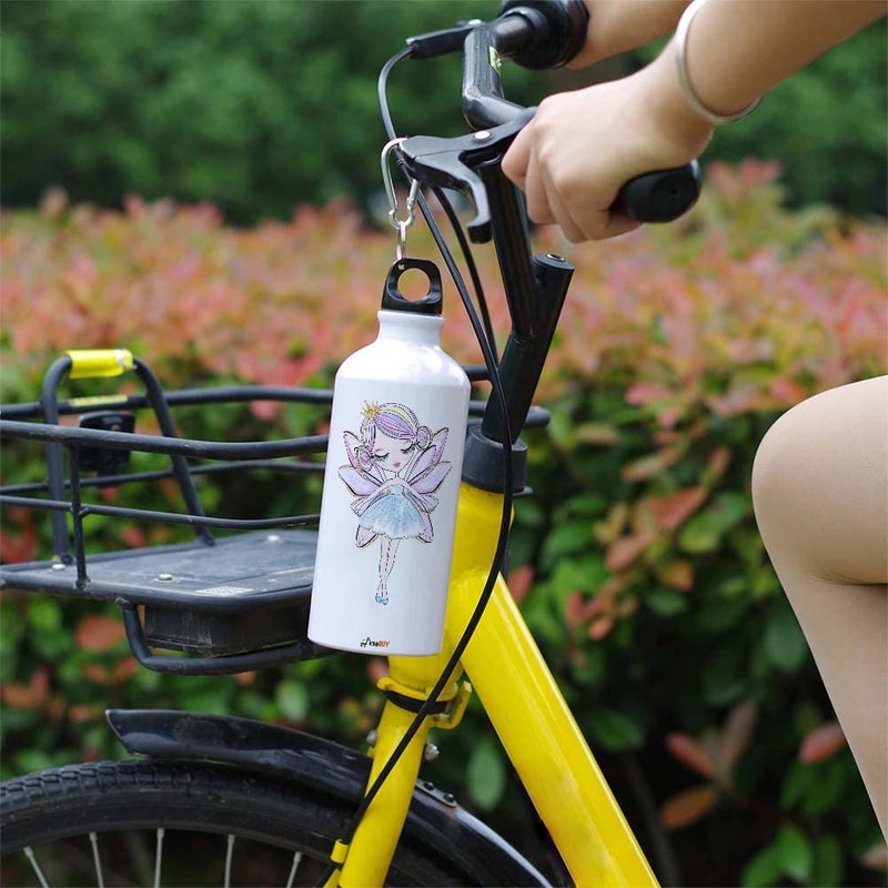 FirseBUY Water Bottle 600ml Cute Angel Printed Aluminium BPA Free EcoFriendly Bottle Gift for Girls White - Image 3