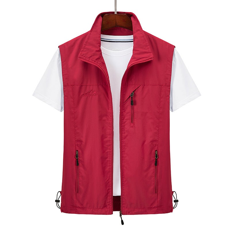 2021 New Vest Men's Spring and Autumn Casual Outdoor Multi-pocket Velvet Vest Loose Middle-aged Men's 7882 - Image 3