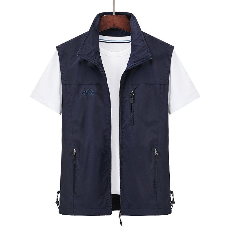 2021 New Vest Men's Spring and Autumn Casual Outdoor Multi-pocket Velvet Vest Loose Middle-aged Men's 7882 - Image 2