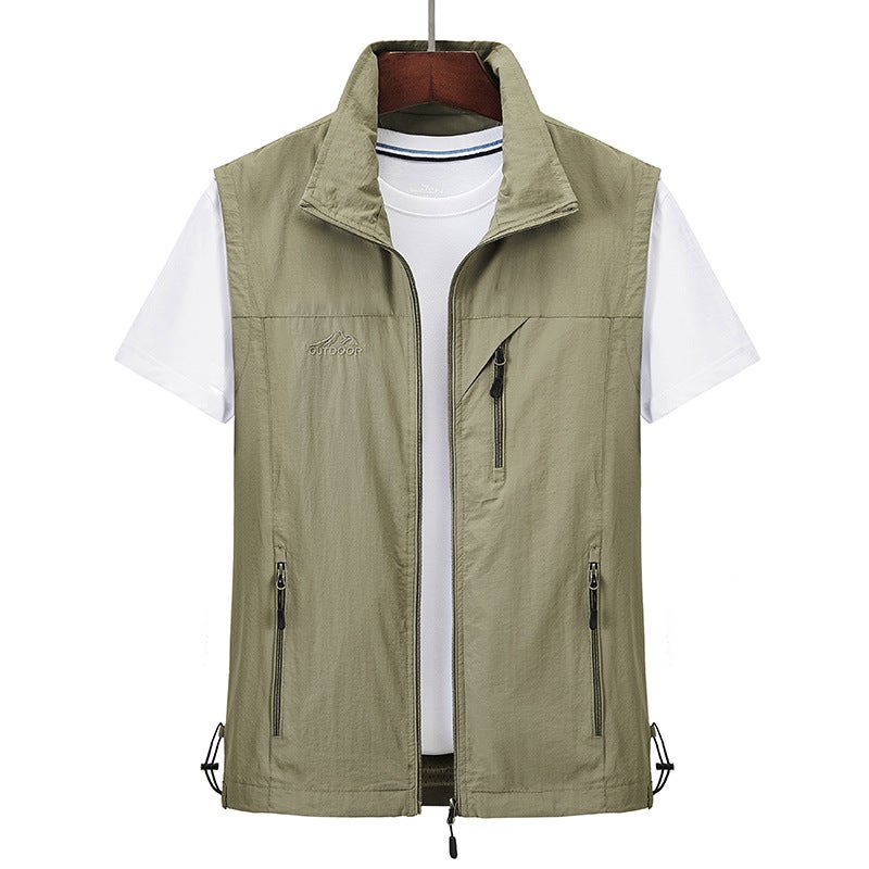 2021 New Vest Men's Spring and Autumn Casual Outdoor Multi-pocket Velvet Vest Loose Middle-aged Men's 7882 - Image 1