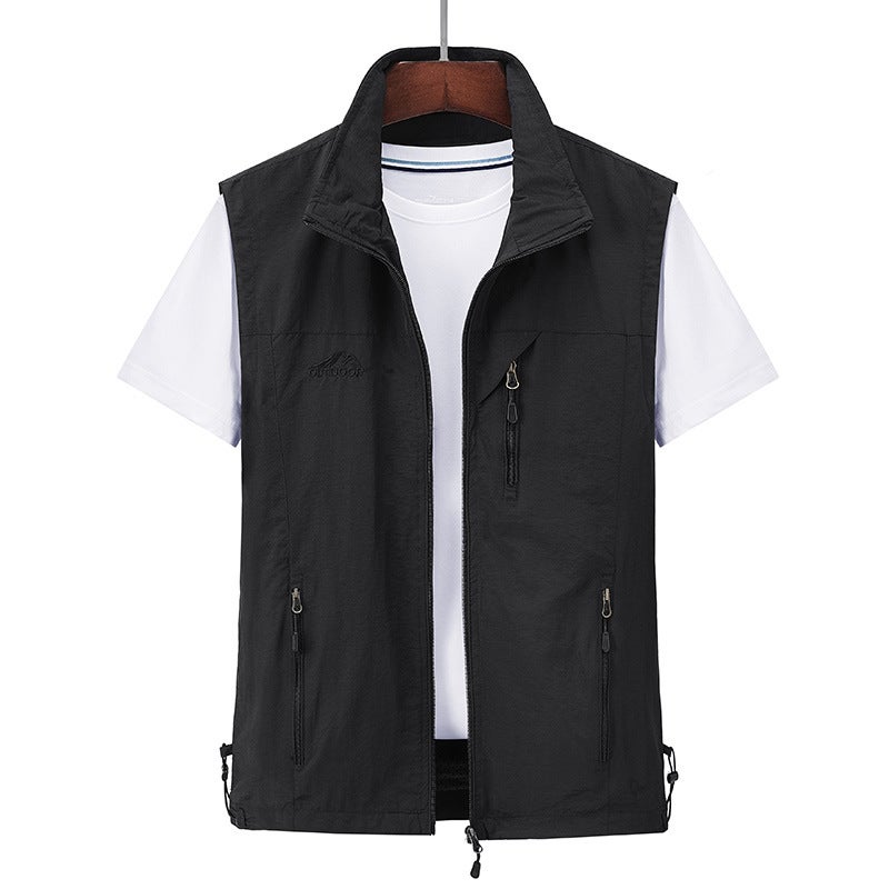 2021 New Vest Men's Spring and Autumn Casual Outdoor Multi-pocket Velvet Vest Loose Middle-aged Men's 7882 - Image 5
