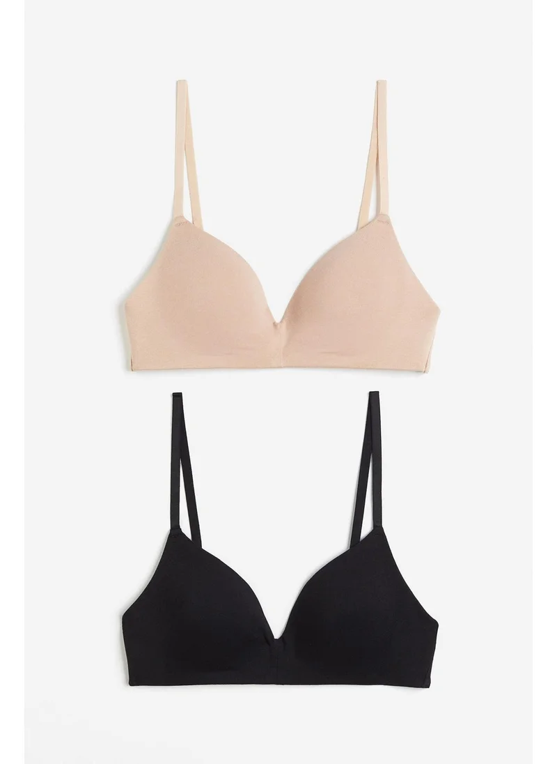 H&M 2-pack padded non-wired cotton bras