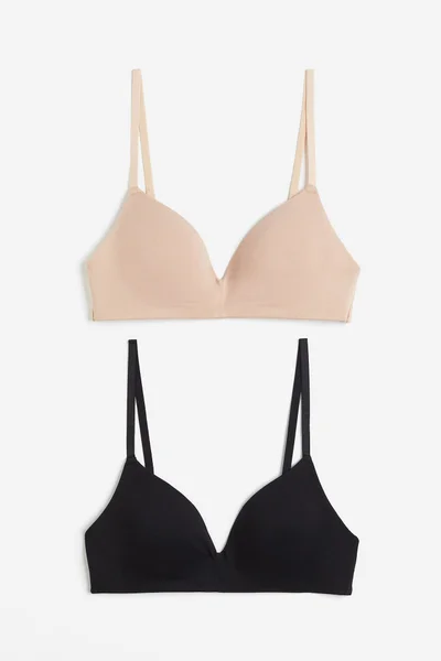 H&M 2-pack padded non-wired cotton bras
